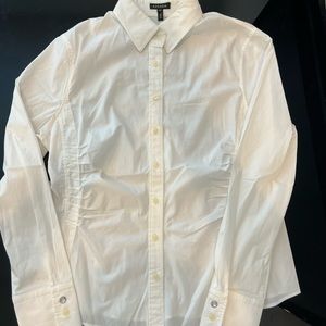 Escada White With Brilliant Buttons, Button Down L/S Top Blouse sz 42